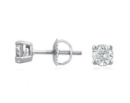 GENUINE NATURAL DIAMOND STUDS IN 950 PLATINUM- 3/4CT.